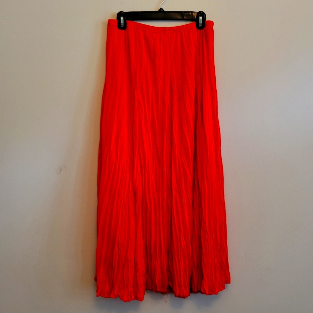 Zac & Rachel Long Flowy Burnt Orange Pleated Maxi Skirt (M)